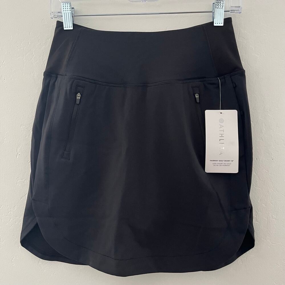 Athleta Fairway Golf Skort 18" Black XS Athletic Pickleball Tennis Golf NEW